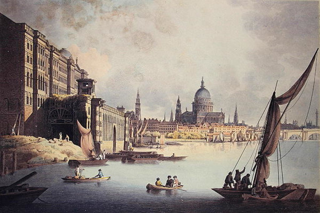 Detail of View of Somerset House and the Thames, 1796 by Thomas Snr. Malton