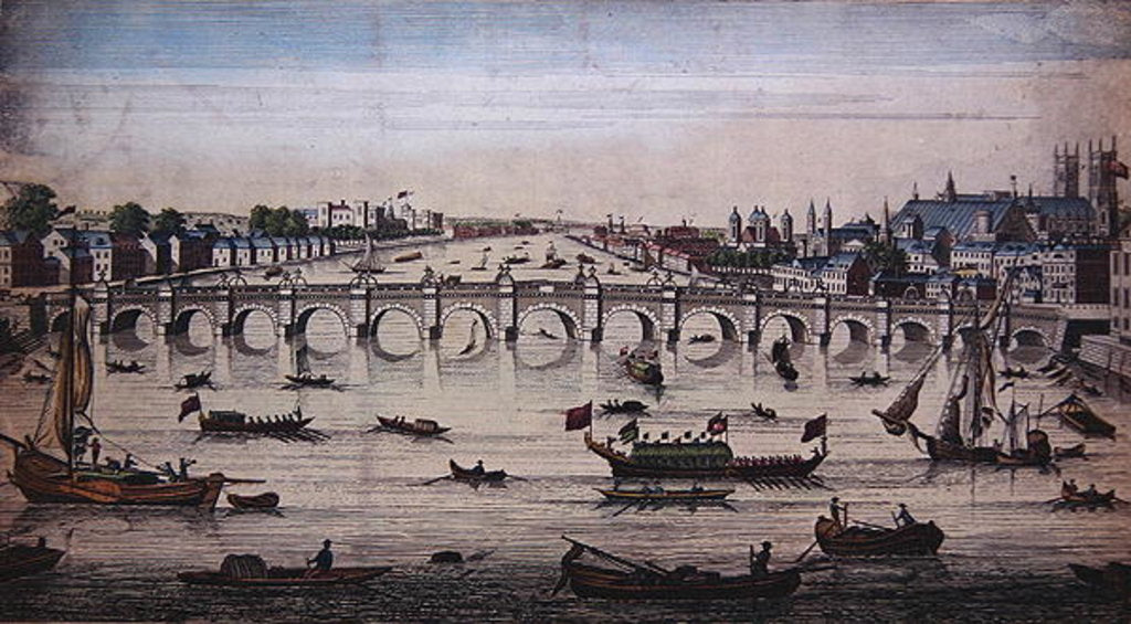 Detail of Westminster Bridge, looking westward. by John Boydell
