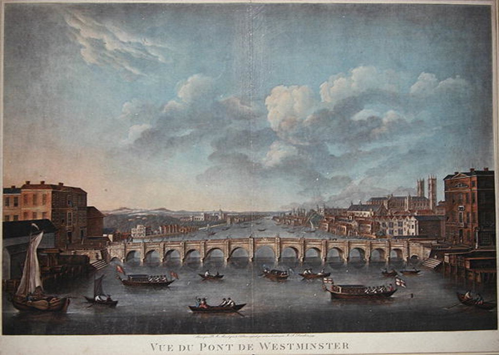 Detail of Vue du Pont de Westminster, looking westward by French School