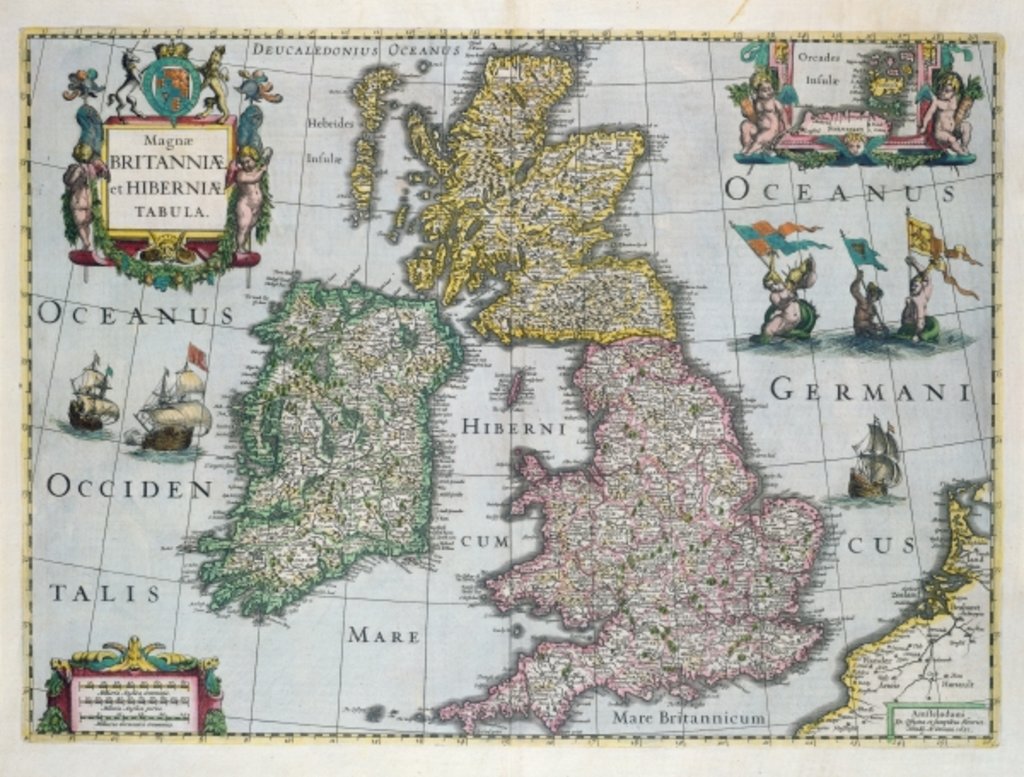 Detail of Map of Britain, 1631 by English School