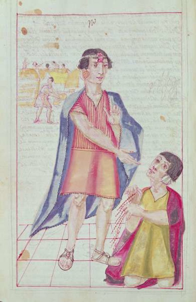 Detail of Illustration of a Quipu by Spanish School