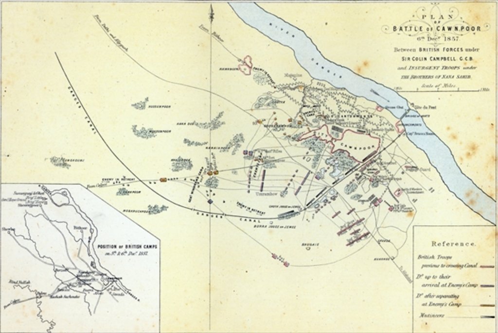 Detail of Plan of the Battle of Cawnpoor, 6th December 1857 by English School