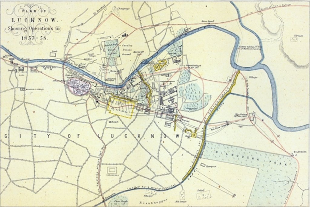 Detail of Plan of Lucknow showing Operations in 1857-58, pub. by William Mackenzie, c.1860 by English School