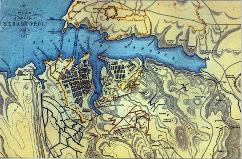 Detail of Plan of the Siege of Sebastopol 1854-55 by English School