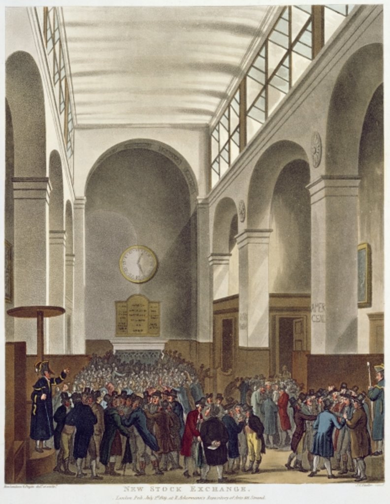 Detail of The New Stock Exchange, Bartholomew Lane by T. & Pugin A.C.(1762-1832) Rowlandson