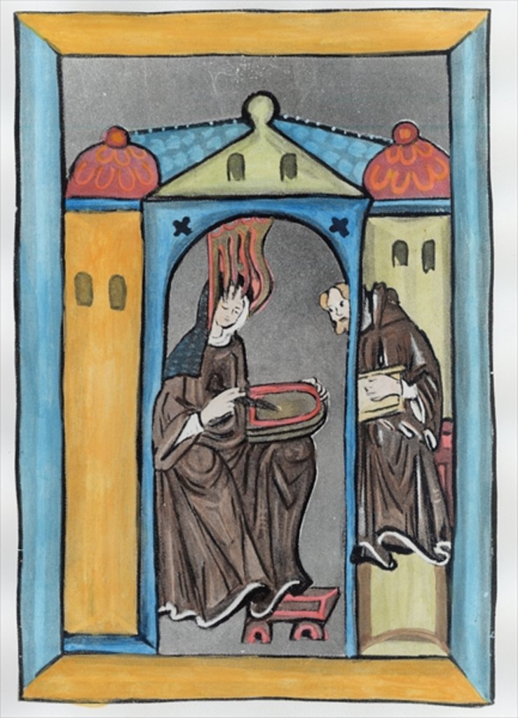 Detail of Hildegard of Bingen receiving the Light from Heaven, c.1151 by German School