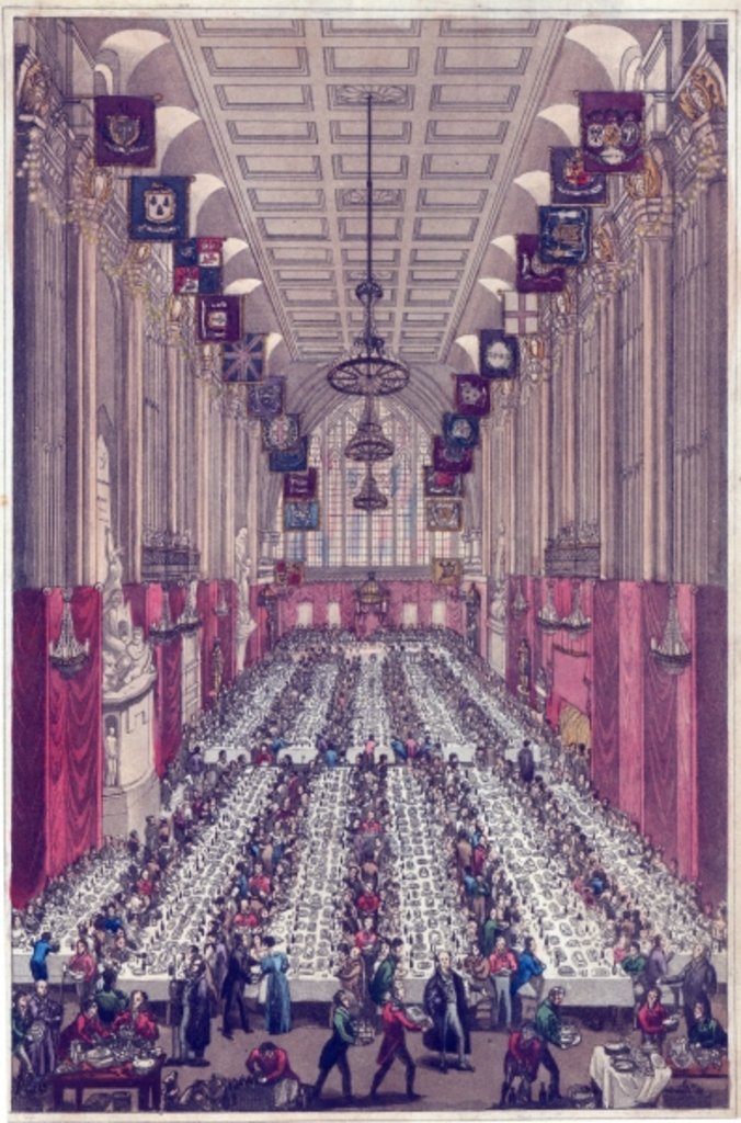Detail of Representation of the Interior of Guildhall on the occasion of the visit of the King and Queen by English School