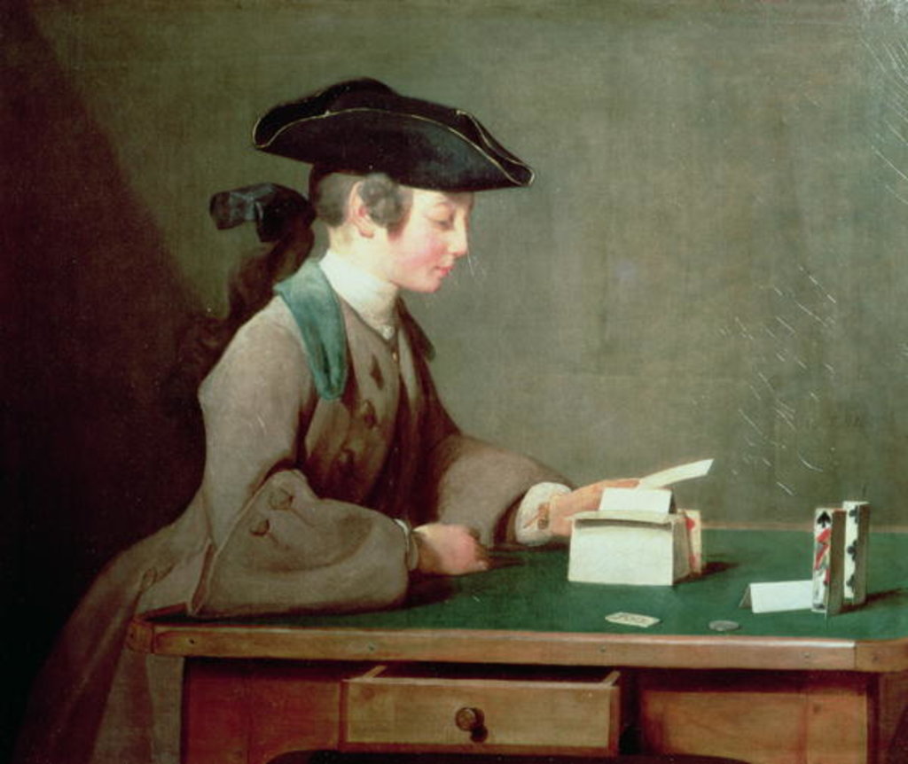 Detail of The House of Cards, c.1736-37 by Jean-Baptiste Simeon Chardin