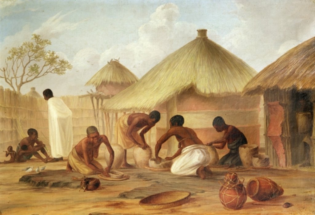 Detail of Manufacture of Sugar at Katipo - Making the panellas or pots to contain it, 1859 by Thomas Baines