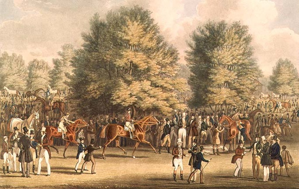 Detail of Epsom, Saddling in the Warren by James Pollard