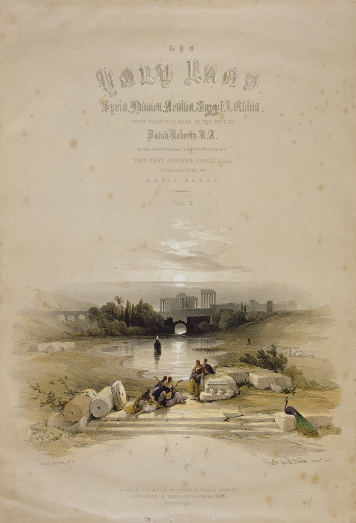 Detail of Baalbec from the Fountain, May 7th 1839, title page of Volume II of 'The Holy Land' by David Roberts
