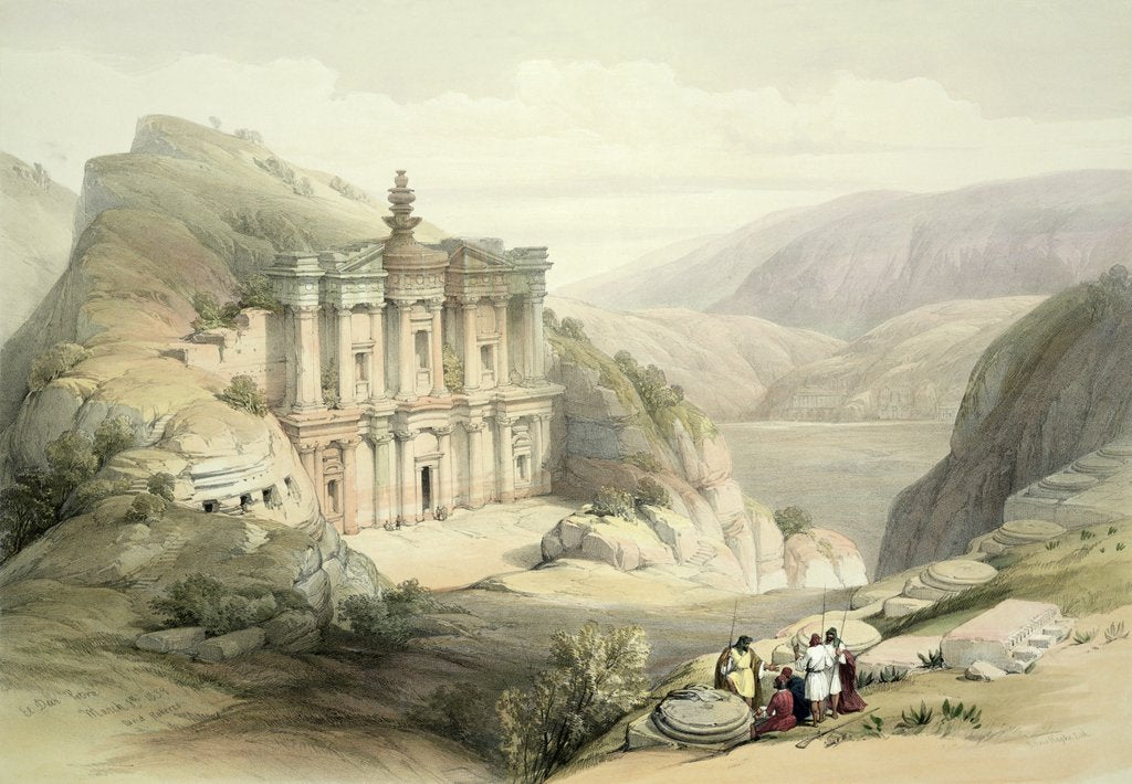 Detail of El Deir, Petra, March 8th 1839 by David Roberts