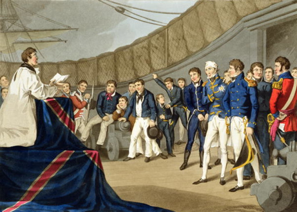 Detail of Sailors at Prayer on Board Lord Nelson's Ship After the Battle of the Nile by John Augustus Atkinson