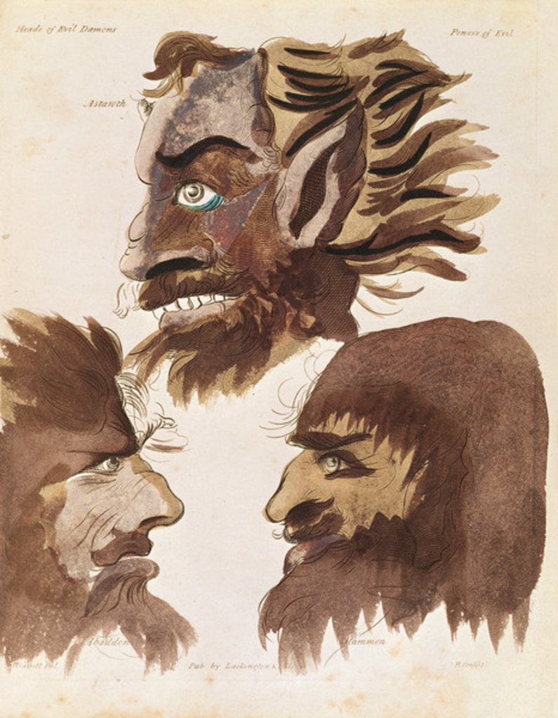 Detail of Astaroth, Abaddon and Mammon, three demons from 'The Magus' by Francis Barrett by Francis (after) Barrett