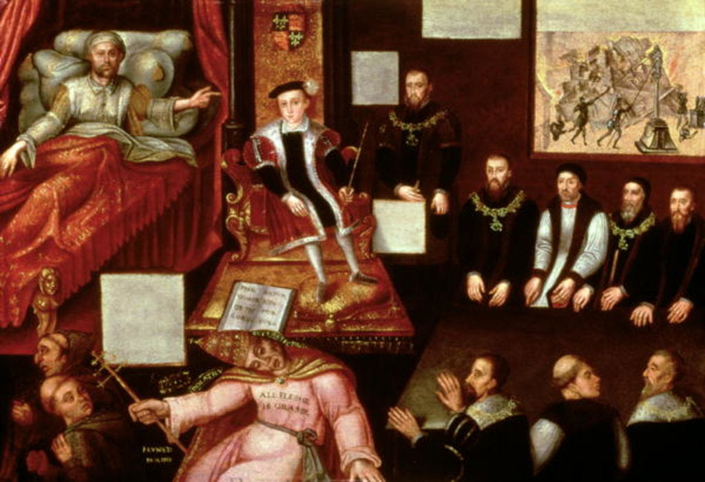 Detail of King Edward VI and the Pope, c.1570 by English School