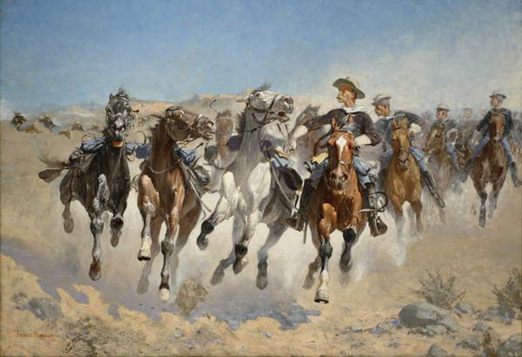 Detail of Dismounted: The Fourth Troopers Moving the Led Horses, 1890 by Frederic Remington