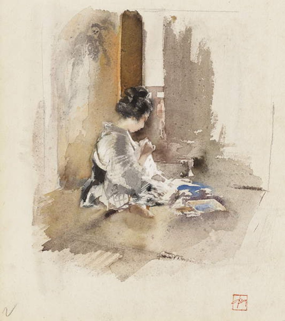 Detail of Japanese Girl Sewing, 1890 by Robert Frederick Blum