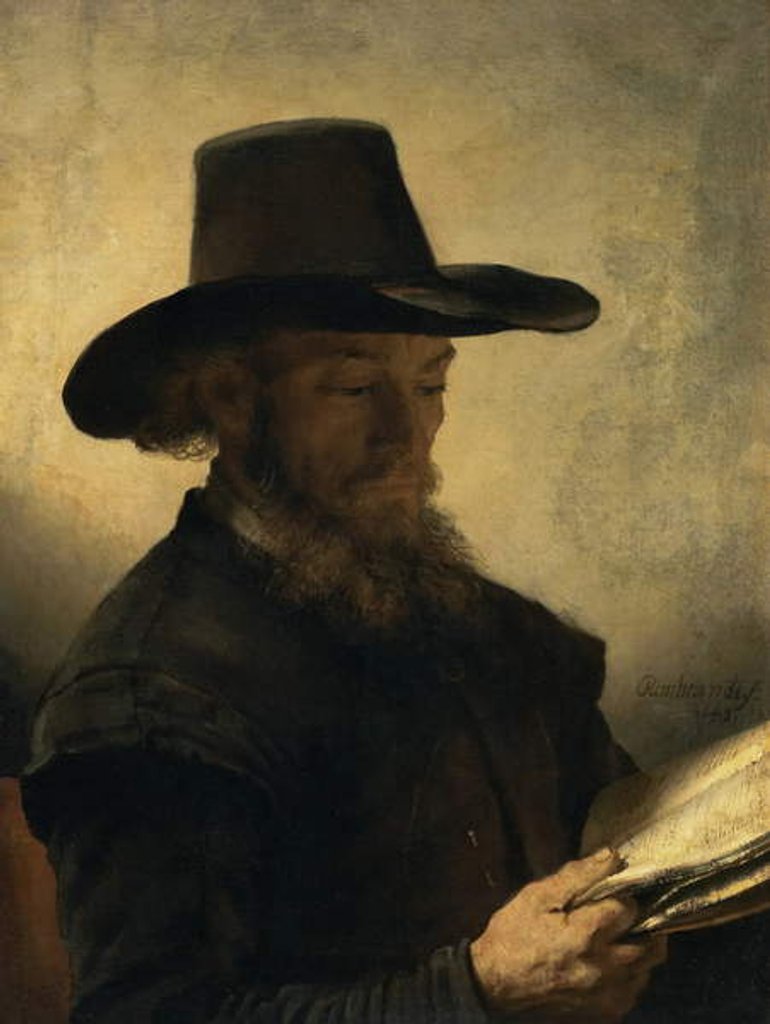 Detail of Man Reading, c.1648 by Rembrandt Harmensz. van Rijn