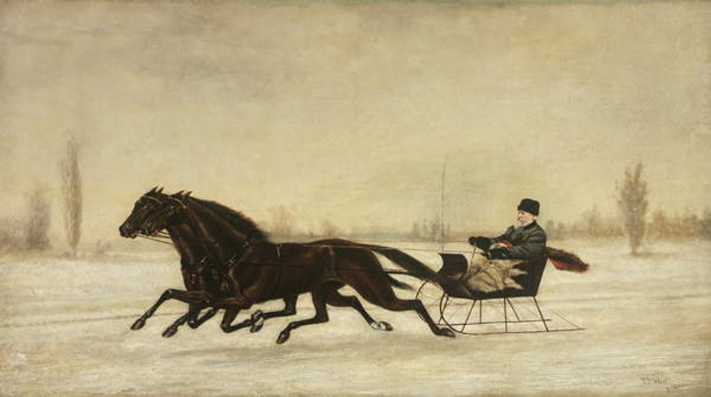 Detail of David Marsh in Horse-Drawn Sleigh in a Winter Landscape, 1880 by Peter B. West