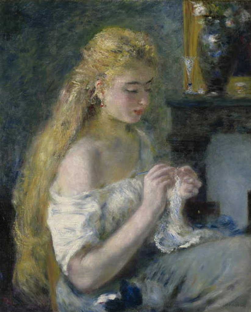 Detail of Woman Crocheting, c.1875 by Pierre Auguste Renoir