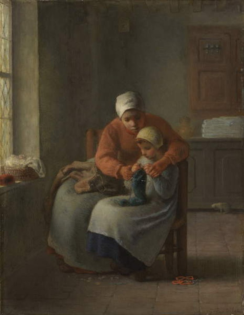 Detail of The Knitting Lesson, c.1860 by Jean-Francois Millet