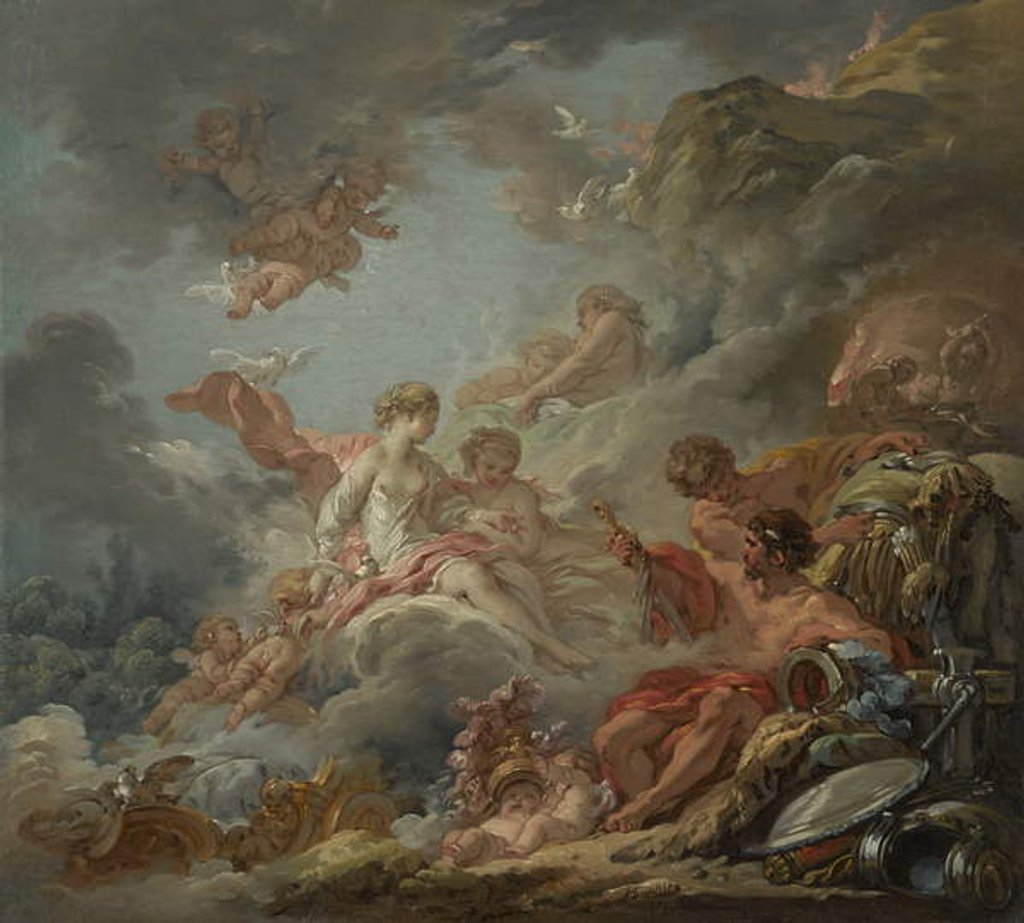 Detail of Vulcan Presenting Arms to Venus for Aeneas, 1756 by Francois Boucher