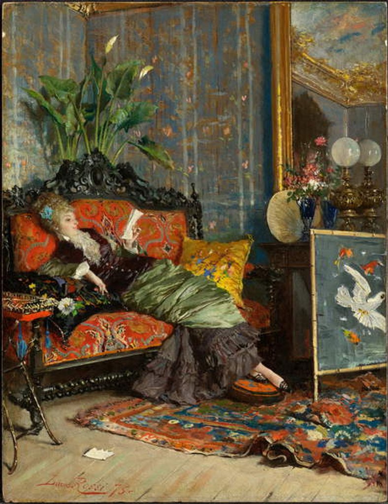 Detail of Young Woman Reading, 1875 by Lucius Rossi