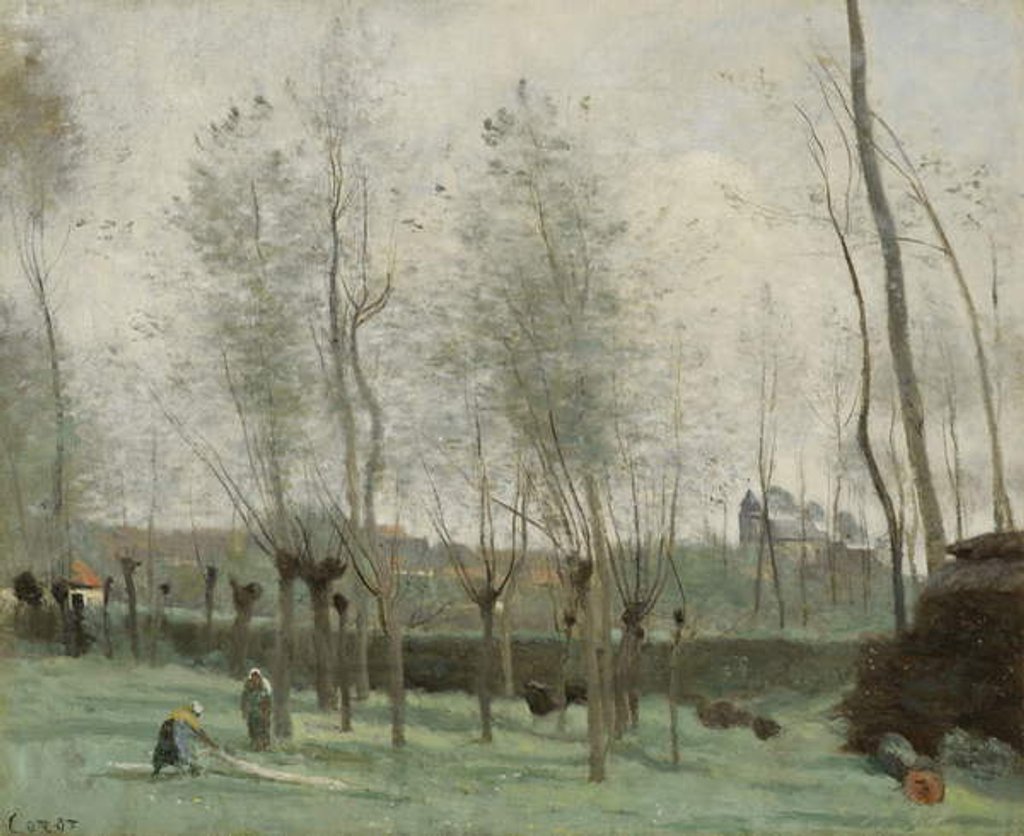 Detail of Washerwomen in a Willow Grove, 1871 by Jean Baptiste Camille Corot