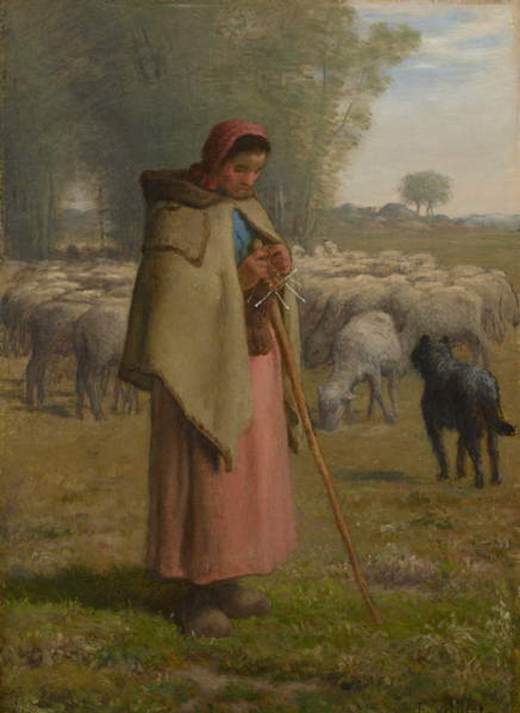 Detail of Young Girl Guarding her Sheep, c.1860-62 by Jean-Francois Millet