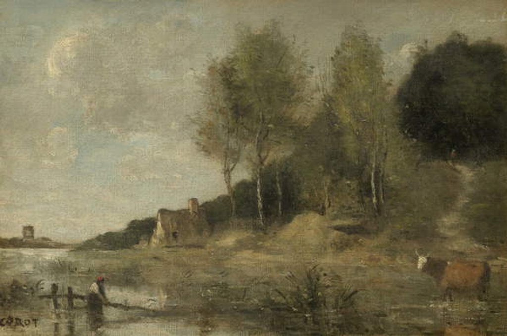 Detail of Marsh at Boves, near Amiens by Jean Baptiste Camille Corot
