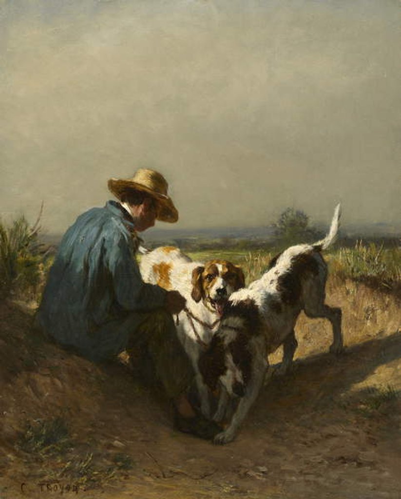 Detail of The Gamekeeper, 1850s by Constant-Emile Troyon