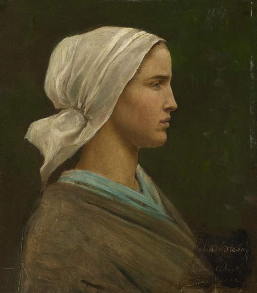 Detail of Jeanne Calvet, 1865 by Jules Breton