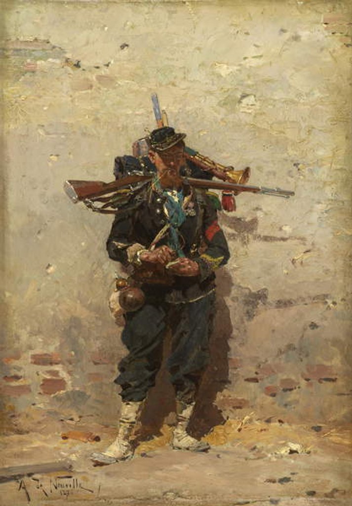 Detail of Bugler of the Light Infantry, 1876 by Alphonse Marie de Neuville