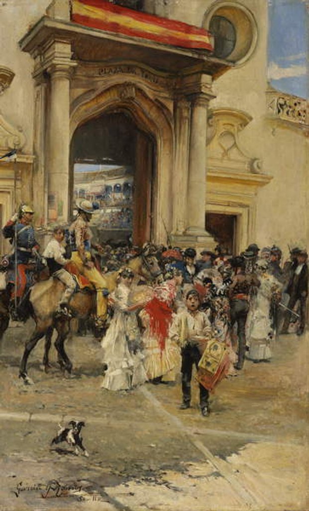 Detail of Outside the Bullring, c.1880 by José García Ramos