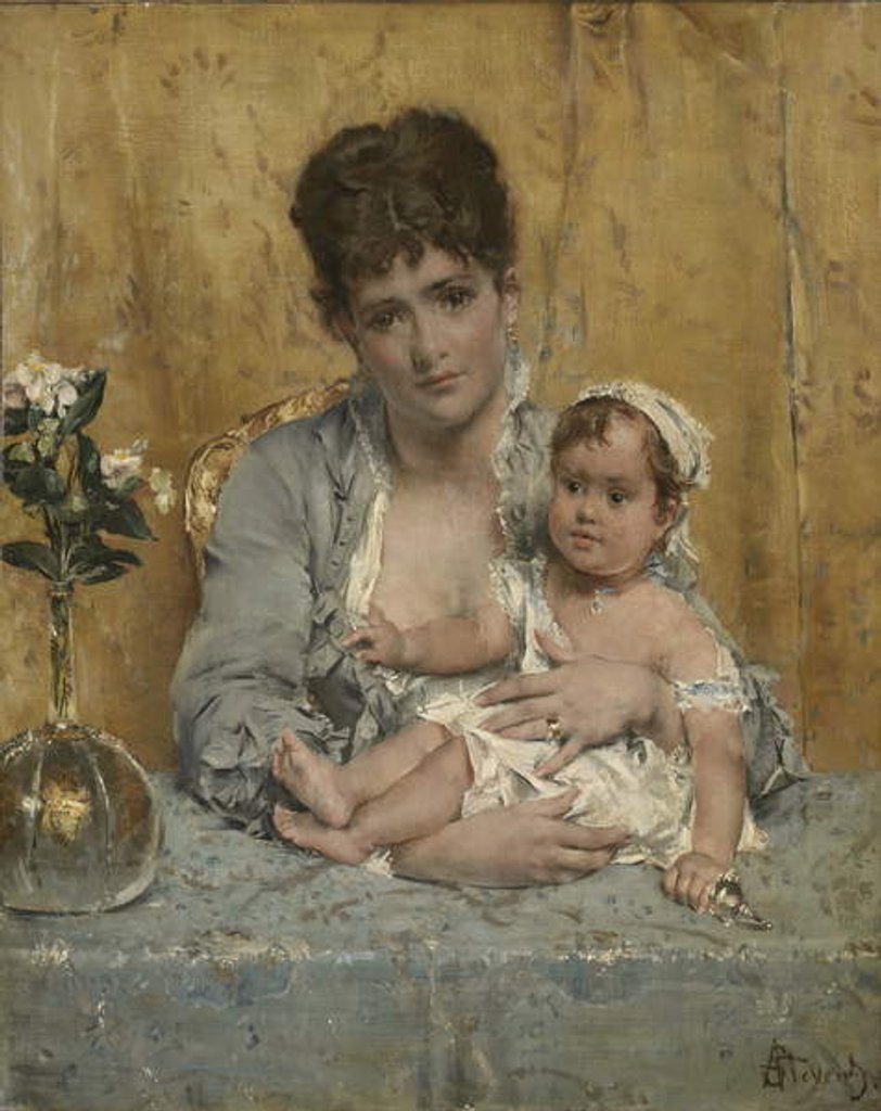Detail of Mother and Child, c.1875-80 by Alfred Emile Stevens