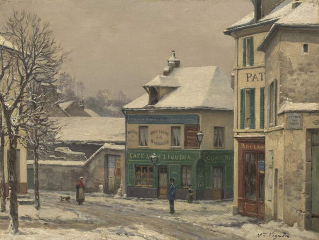 Detail of Snow Effect in the Suburbs, c.1875-85 by Victor Vignon
