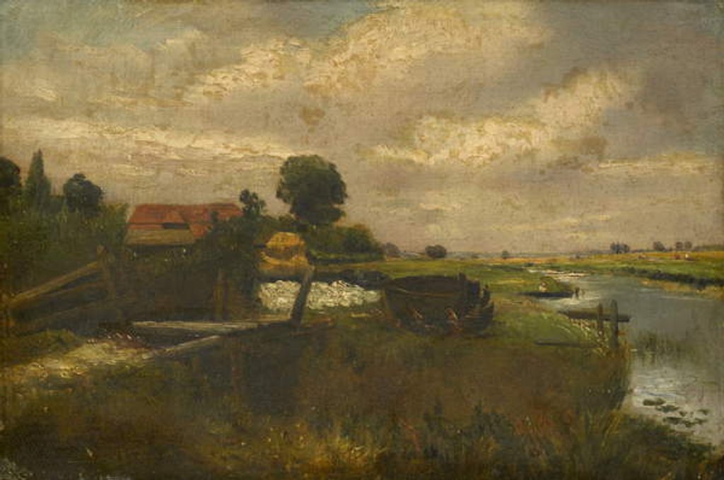 Detail of River view by John (imitator of) Constable