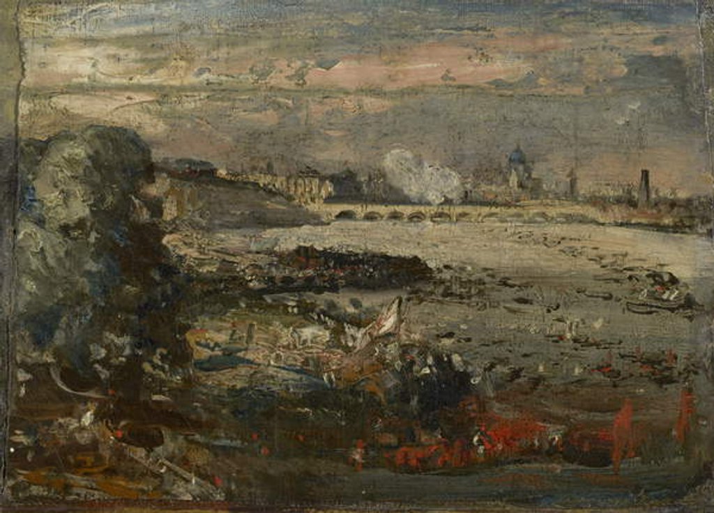 Detail of Sketch for 'The Opening of Waterloo Bridge Seen from Whitehall Stairs, June 18th 1817', c.1819 by John Constable