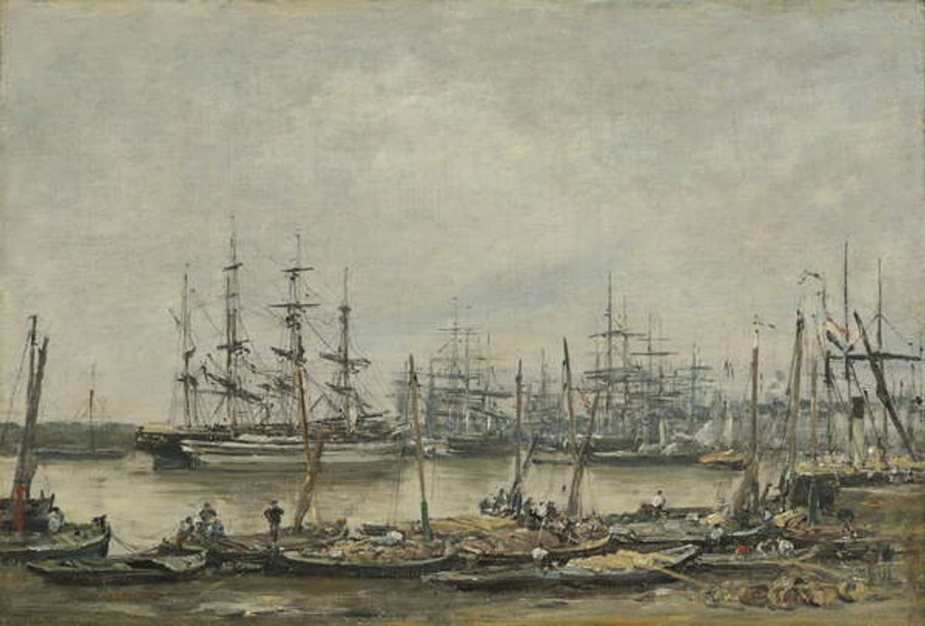 Detail of Bordeaux, the Quais, 1874 by Eugene Louis Boudin