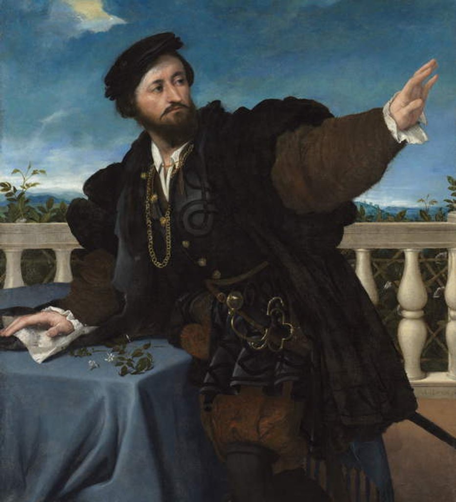 Detail of Portrait of a Man, possibly Girolamo Rosati, 1533-34 by Lorenzo Lotto