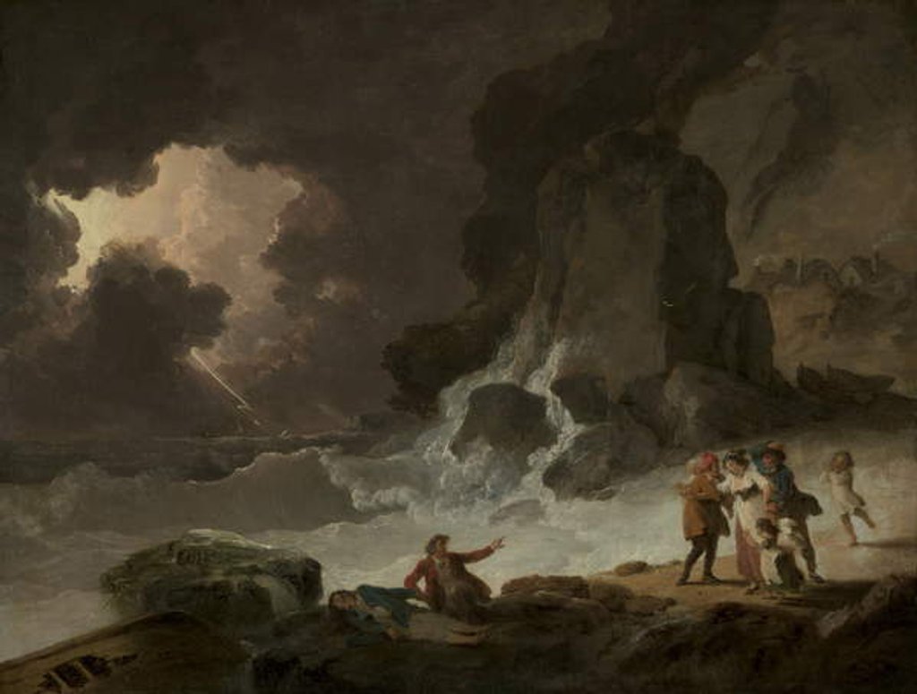 Detail of A Storm Behind the Isle of Wight, 1790s by Julius Caesar Ibbetson