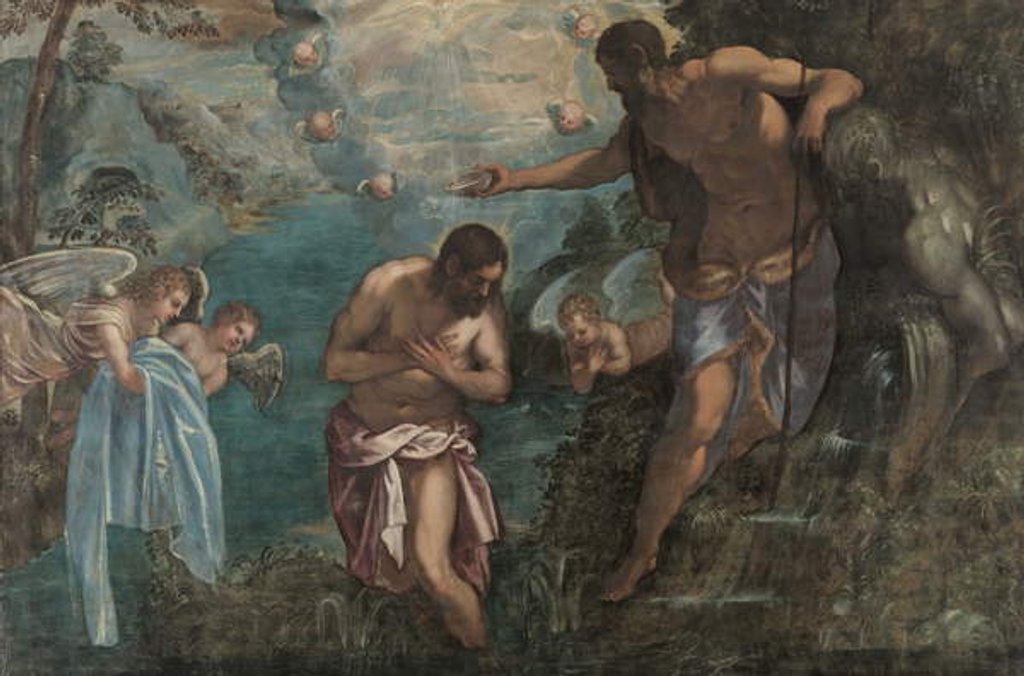 Detail of Baptism of Christ, 1580s by Jacopo Robusti (studio of) Tintoretto