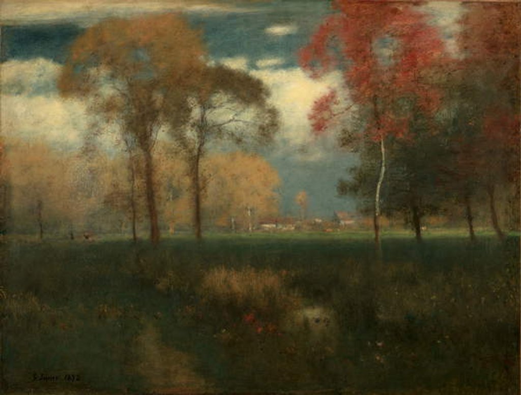 Detail of Sunny Autumn Day, 1892 by George Snr. Inness