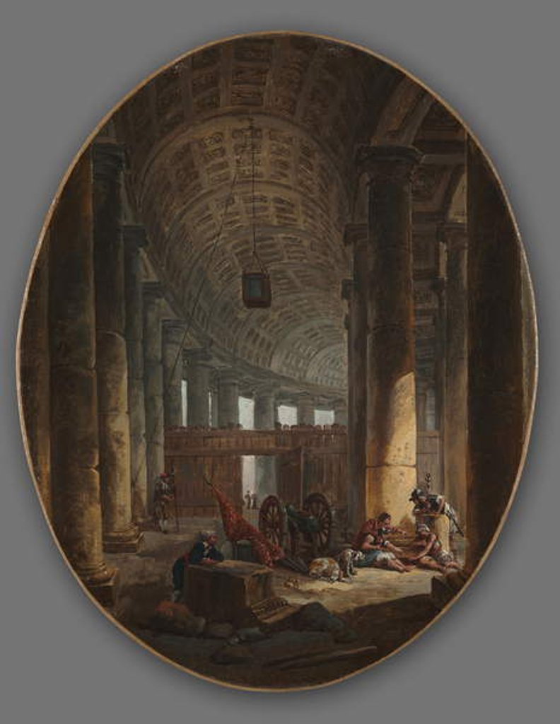 Detail of The Colonnade of St. Peter's, Rome, during the Conclave, c.1769 by Hubert Robert