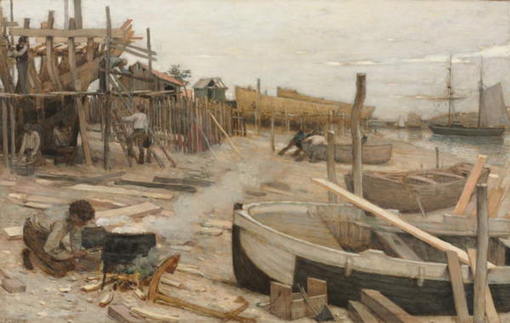 Detail of The Boatyard, c.1875 by Jean-Charles Cazin