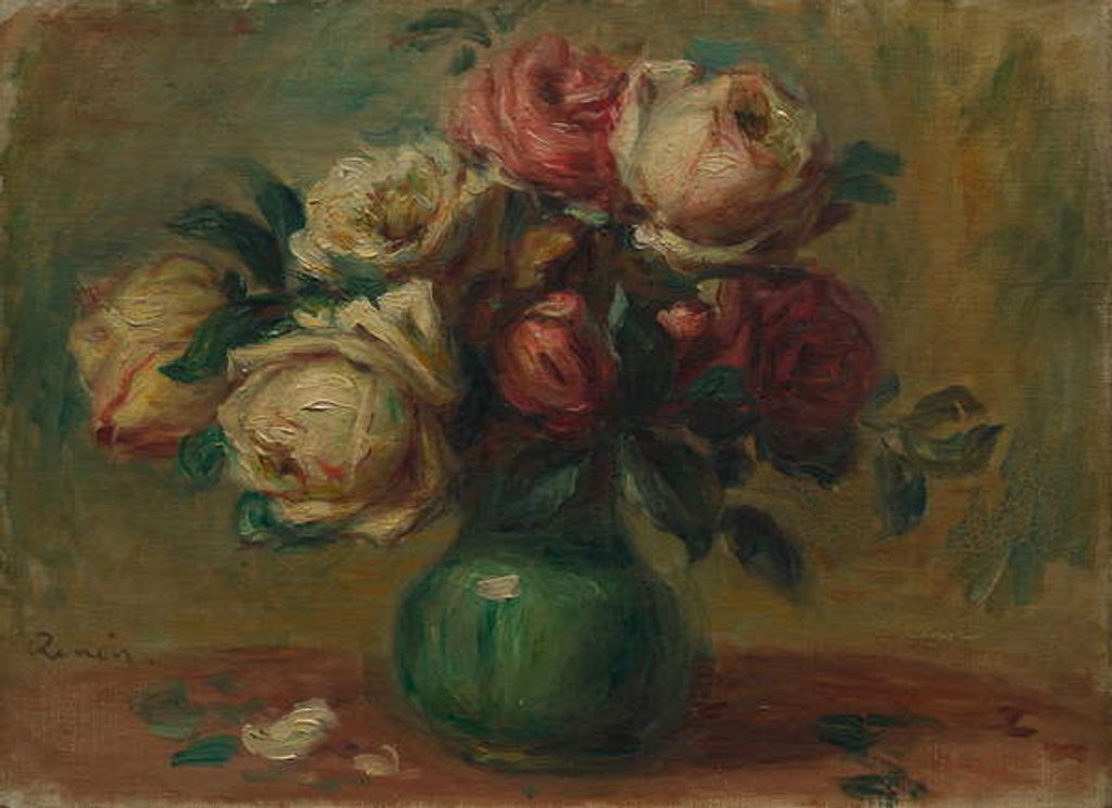 Detail of Roses in a Vase, c. 1890 by Pierre Auguste Renoir