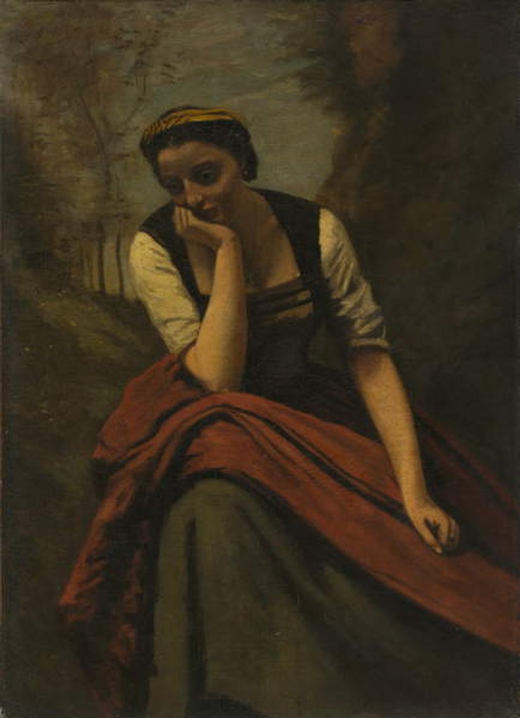 Detail of Woman Meditating, c.1870 by Jean Baptiste Camille Corot