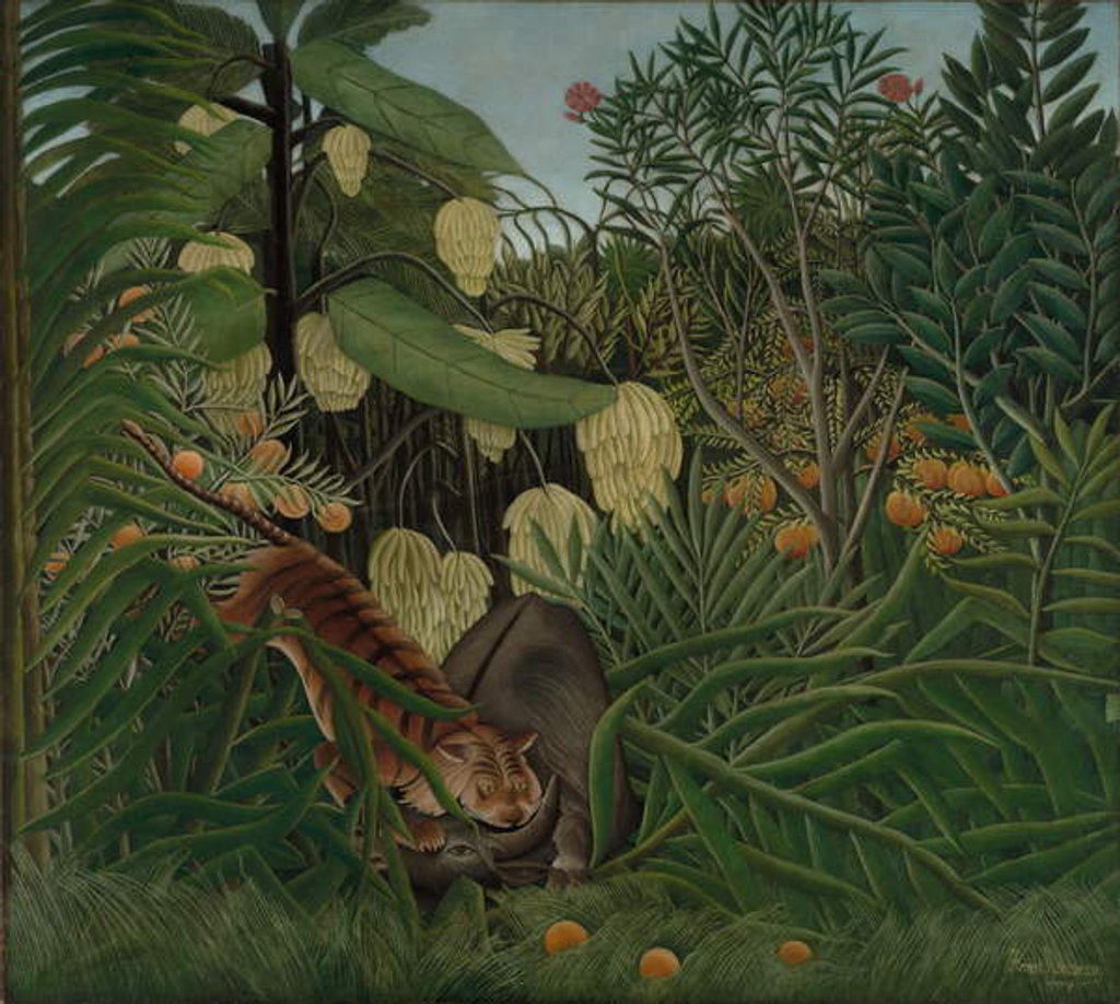 Detail of Fight between a Tiger and a Buffalo, 1908 by Henri J.F. (1844-1910) Rousseau