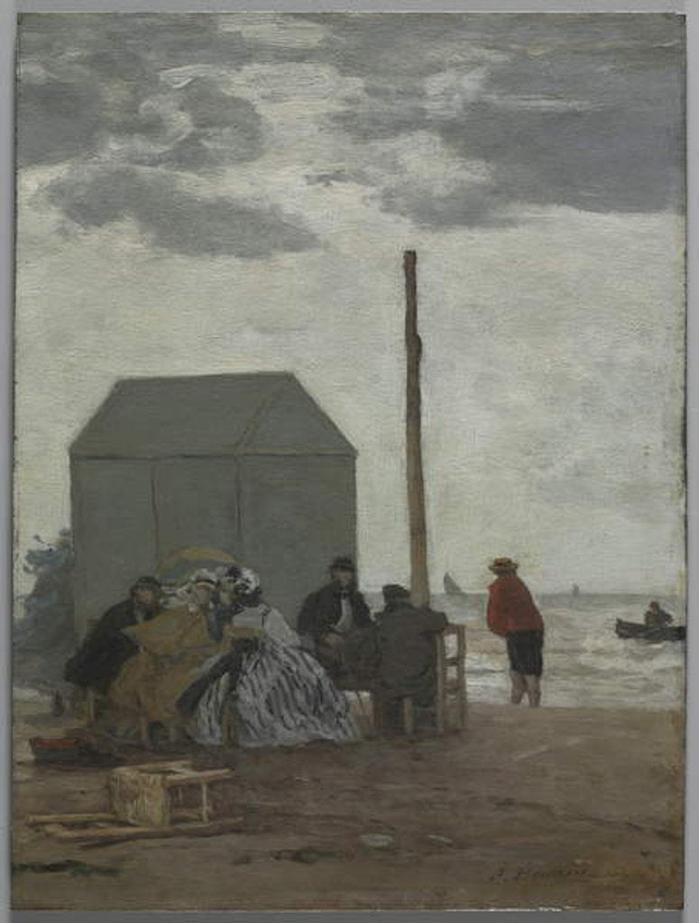 Detail of The Beach at Deauville, 1864 by Eugene Louis Boudin