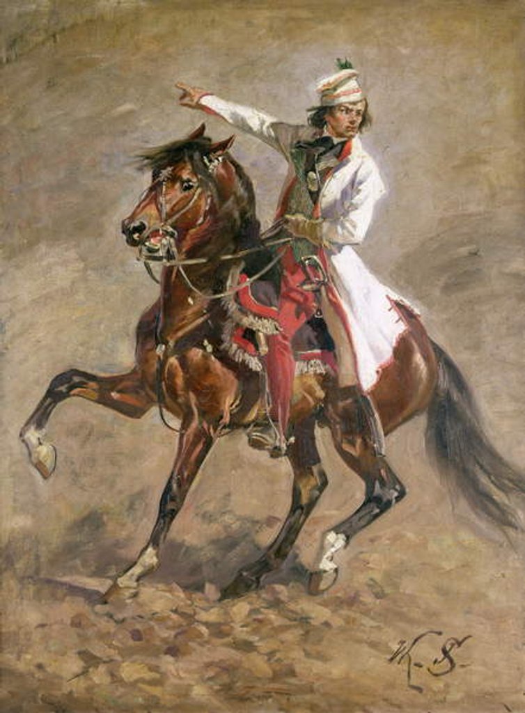 Detail of General Tadeusz Kosciuszko on Horseback, sketch for 'The Panorama of Raclawice', 1893 by Wojciech and Stylka Jan (1858-1925) Kossak